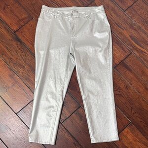 Chico's Silver Metallic Straight Leg Pants / Jeans - 14